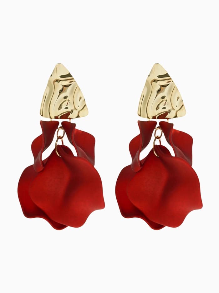 Серьги ассорти «Ветер», мятые треугольники, цвет красно-золотой