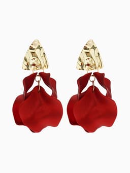 Серьги ассорти «Ветер», мятые треугольники, цвет красно-золотой