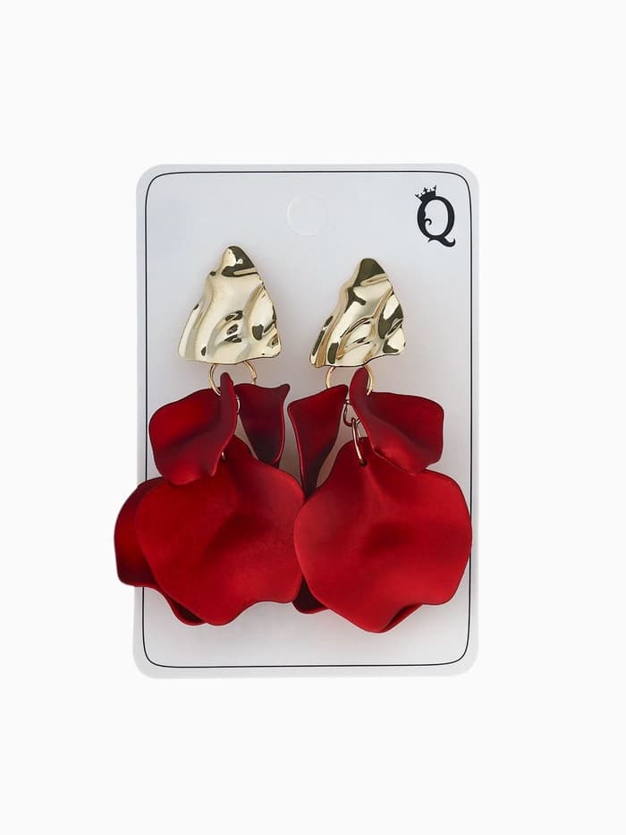 Серьги ассорти «Ветер», мятые треугольники, цвет красно-золотой