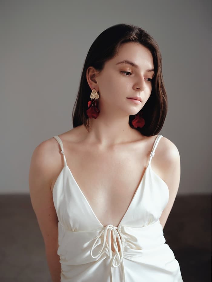 Серьги ассорти «Ветер», мятые треугольники, цвет красно-золотой