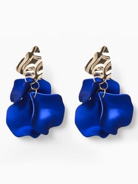 Серьги ассорти «Ветер», мятые треугольники, цвет сине-золотой