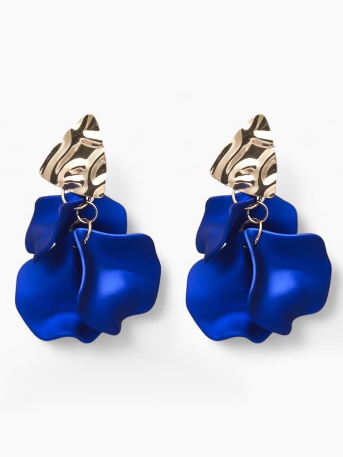 Серьги ассорти «Ветер», мятые треугольники, цвет сине-золотой