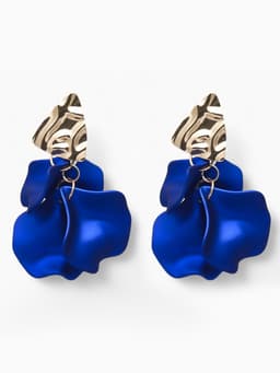 Серьги ассорти «Ветер», мятые треугольники, цвет сине-золотой