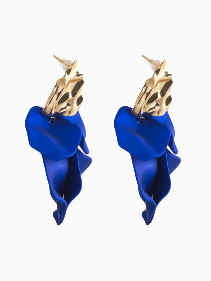 Серьги ассорти «Ветер», мятые треугольники, цвет сине-золотой