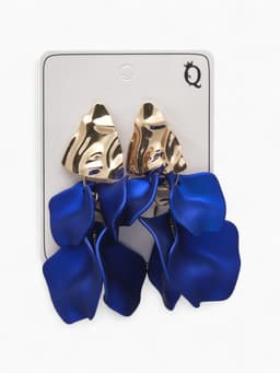 Серьги ассорти «Ветер», мятые треугольники, цвет сине-золотой