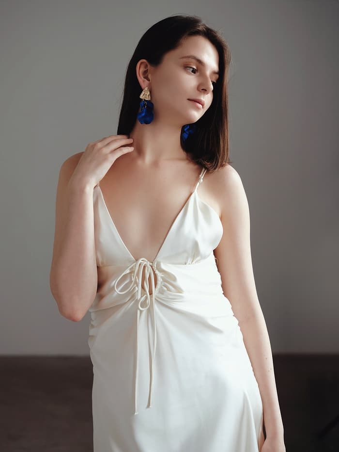 Серьги ассорти «Ветер», мятые треугольники, цвет сине-золотой