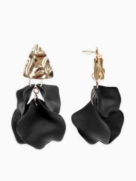 Серьги ассорти «Ветер», мятые треугольники, цвет чёрно-золотой