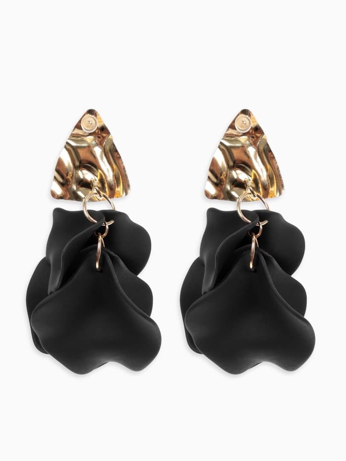 Серьги ассорти «Ветер», мятые треугольники, цвет чёрно-золотой