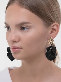 Серьги ассорти «Ветер», мятые треугольники, цвет чёрно-золотой