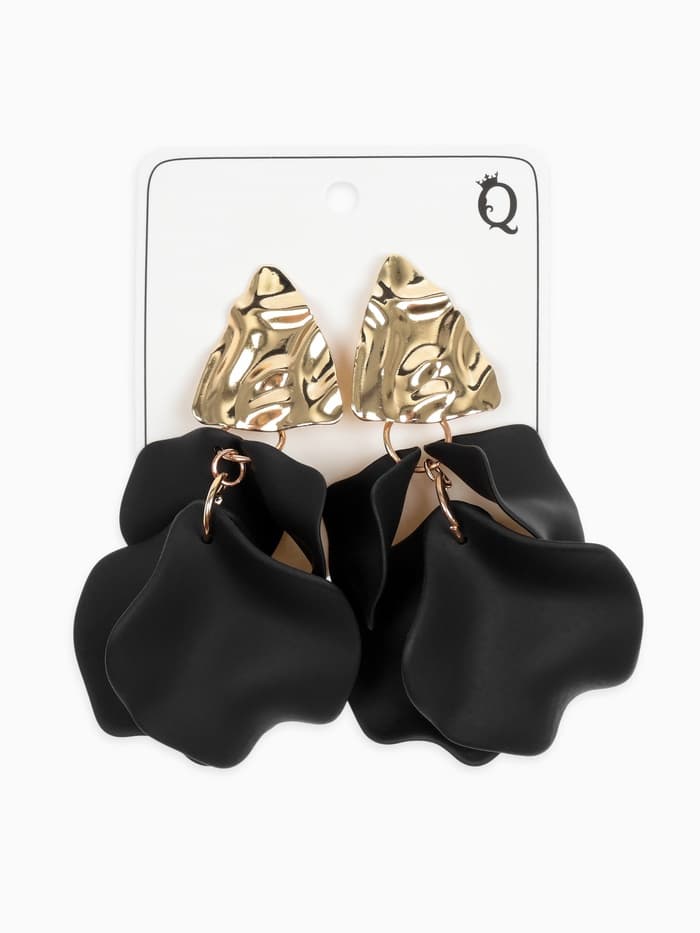 Серьги ассорти «Ветер», мятые треугольники, цвет чёрно-золотой