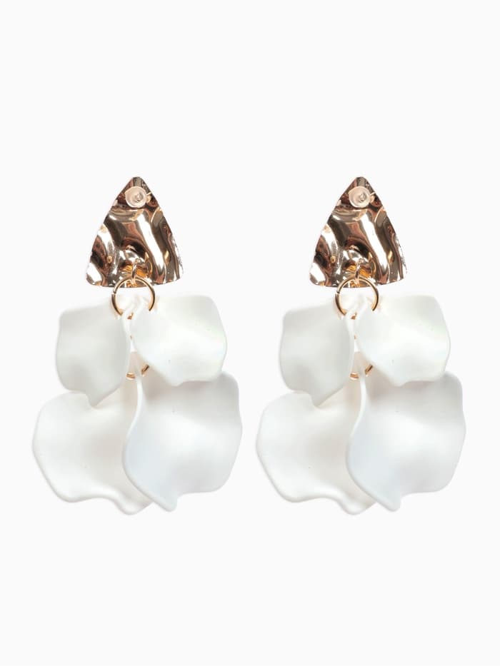 Серьги ассорти «Ветер», мятые треугольники, цвет бело-золотой