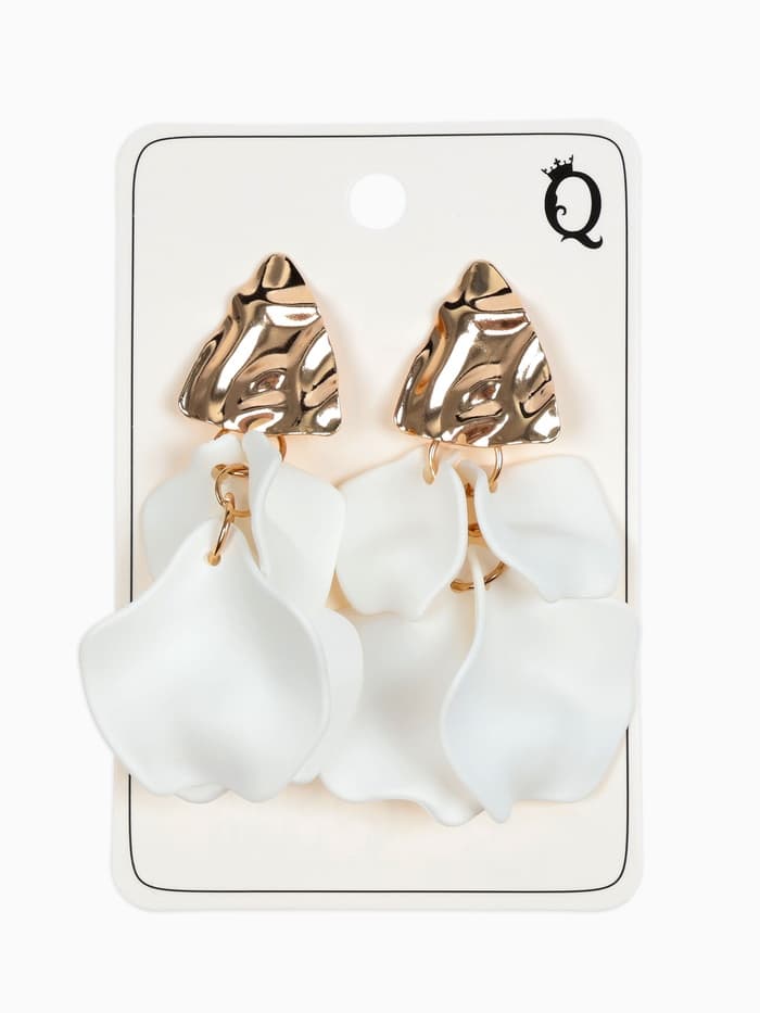 Серьги ассорти «Ветер», мятые треугольники, цвет бело-золотой