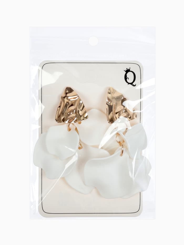 Серьги ассорти «Ветер», мятые треугольники, цвет бело-золотой