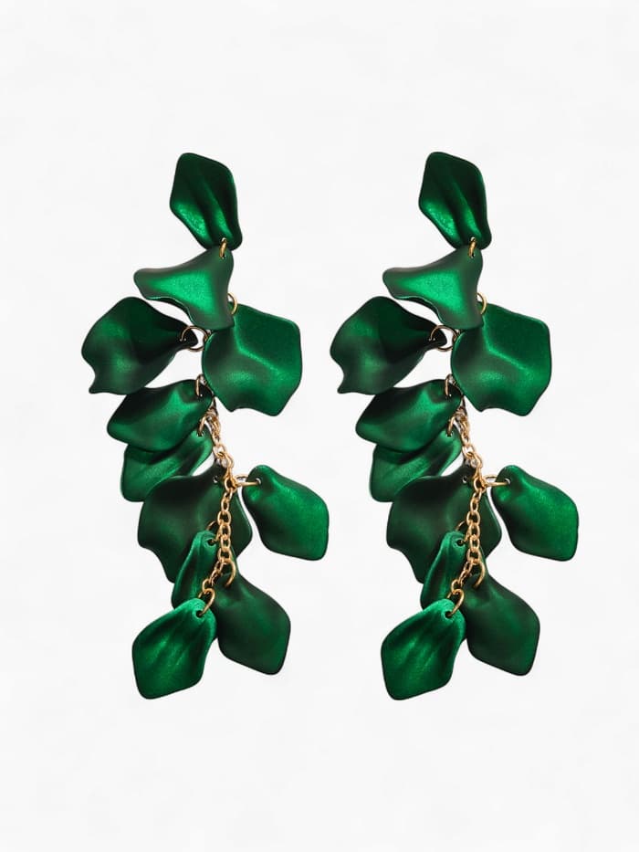 Серьги ассорти «Ветер», грация, зелёные в золоте