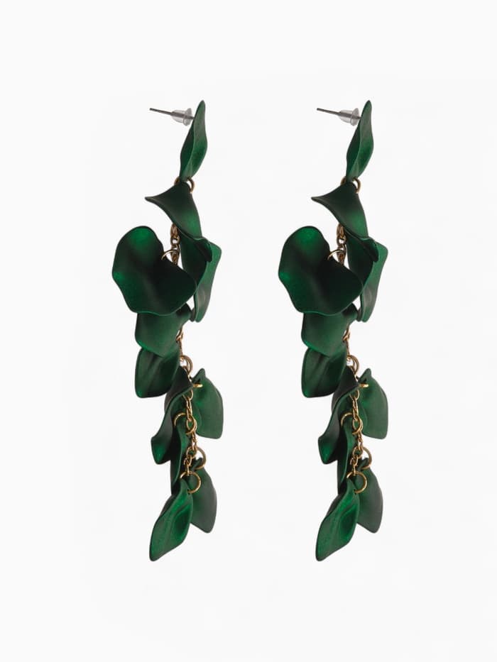Серьги ассорти «Ветер», грация, зелёные в золоте