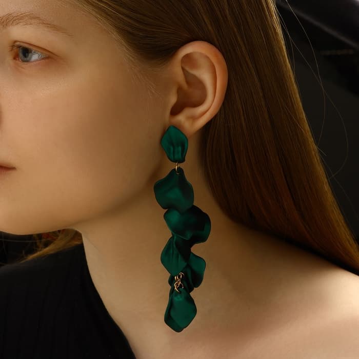 Серьги ассорти «Ветер», грация, зелёные в золоте