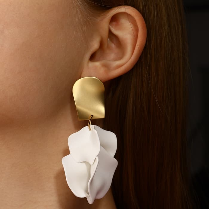 Серьги ассорти «Ветер», неровность, цвет бело-золотой