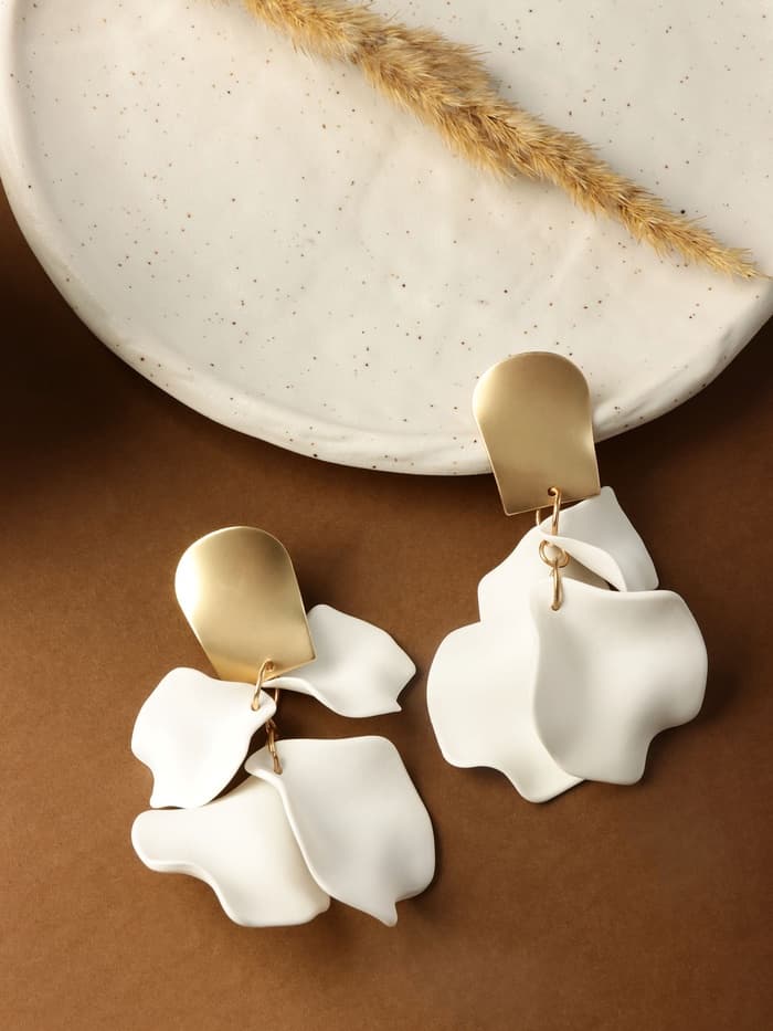 Серьги ассорти «Ветер», неровность, цвет бело-золотой