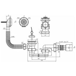 Сифон для ванны «АНИ Пласт» C6055, 1 1/2"x40 мм, плоский, с гофрой 40×50 мм