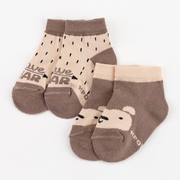 Набор детских носков «Крошка Я. Мишка», 2 пары, бежево-коричневые, размер 10-12 см (9-12 мес.)