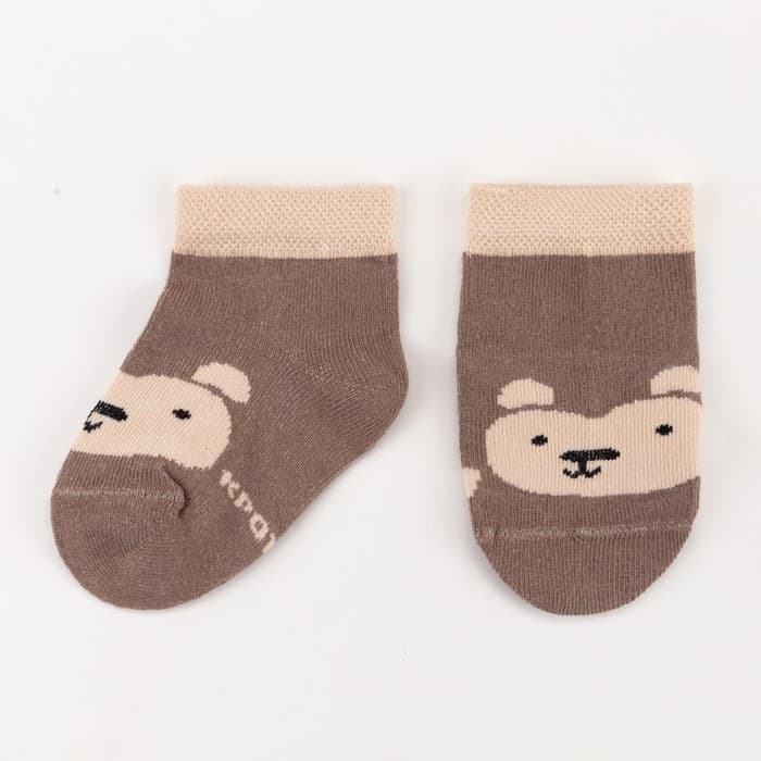 Набор детских носков «Крошка Я. Мишка», 2 пары, бежево-коричневые, размер 10-12 см (9-12 мес.)