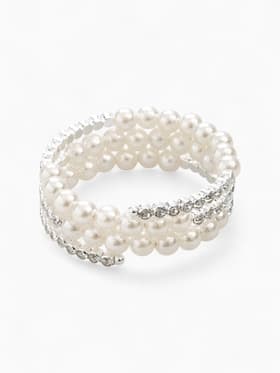 Браслет пружинка «Жемчуг. Стразы», d=6 см, шар №8, белый в серебре