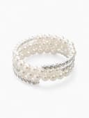 Браслет пружинка «Жемчуг. Стразы», d=6 см, шар №8, белый в серебре