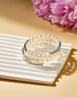 Браслет пружинка «Жемчуг. Стразы», d=6 см, шар №8, белый в серебре