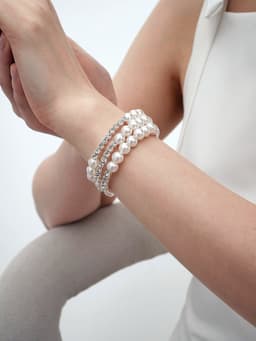 Браслет пружинка «Жемчуг. Стразы», d=6 см, шар №8, белый в серебре