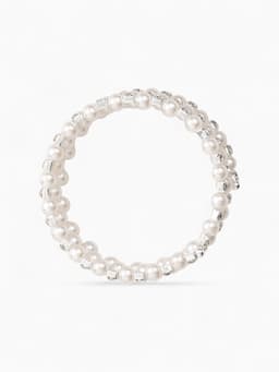 Браслет пружинка «Жемчуг. Стразы», d=6 см, шар № 8, белый в серебре