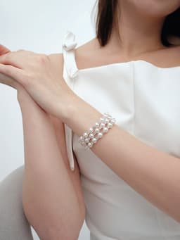 Браслет пружинка «Жемчуг. Стразы», d=6 см, шар № 8, белый в серебре