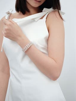 Браслет пружинка «Жемчуг. Стразы», d=6 см, шар № 8, белый в серебре