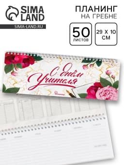 Планер горизонтальный, 50 л., мягкая обложка «С днём учителя»