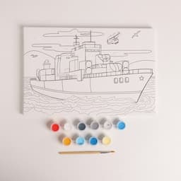 Картина по номерам для детей «Военный корабль», 20×30 см