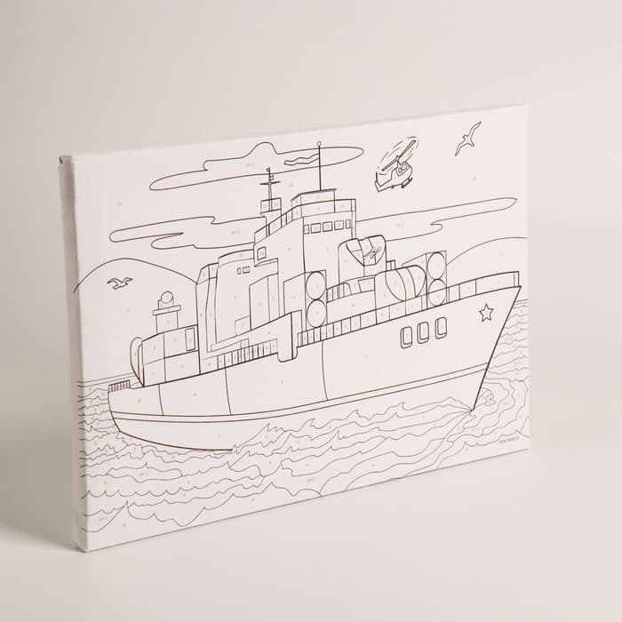 Картина по номерам для детей «Военный корабль», 20×30 см