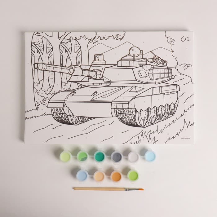 Картина по номерам для детей «Танк», 20×30 см