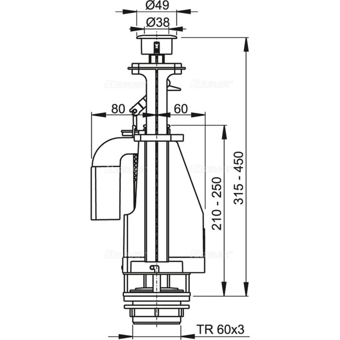 Сливной механизм Alcaplast A08A, с двойной кнопкой
