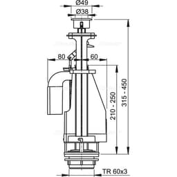 Сливной механизм Alcaplast A08A, с двойной кнопкой