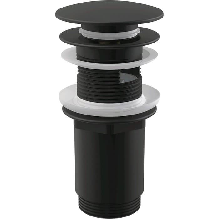 Донный клапан для раковины Alcaplast A392BLACK, CLICK/CLACK 5/4", с переливом