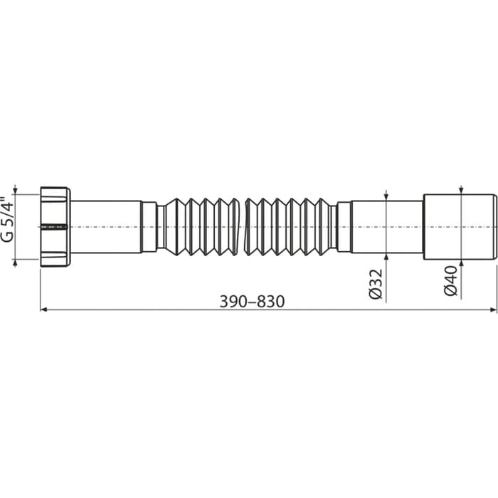 Труба гофрированная Alcaplast A750, 5/4" × 32/40 мм, длина 390-830 мм, полипропилен