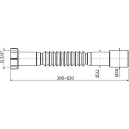 Труба гофрированная Alcaplast A750, 5/4" × 32/40 мм, длина 390-830 мм, полипропилен