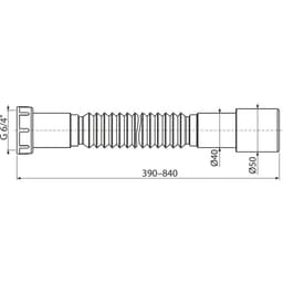 Гибкое соединение Alcaplast A770, 6/4"×40/50 мм, длина 390–840 мм, полипропилен