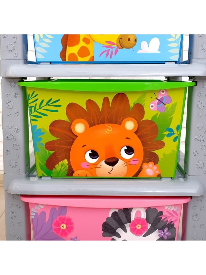 Комод пластиковый детский «Весёлый зоопарк», 3 секции