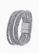 Браслет со стразами на магните «Многослойный», L=20 см, серый в серебре