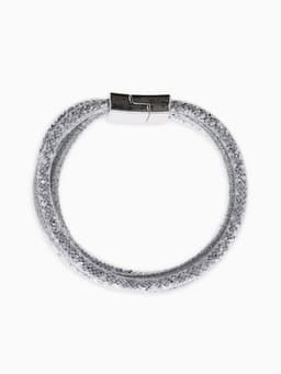 Браслет со стразами на магните «Многослойный», L=20 см, серый в серебре