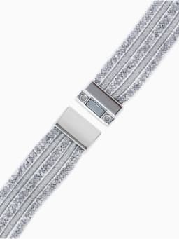 Браслет со стразами на магните «Многослойный», L=20 см, серый в серебре