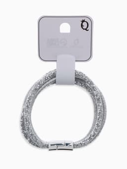 Браслет со стразами на магните «Многослойный», L=20 см, серый в серебре