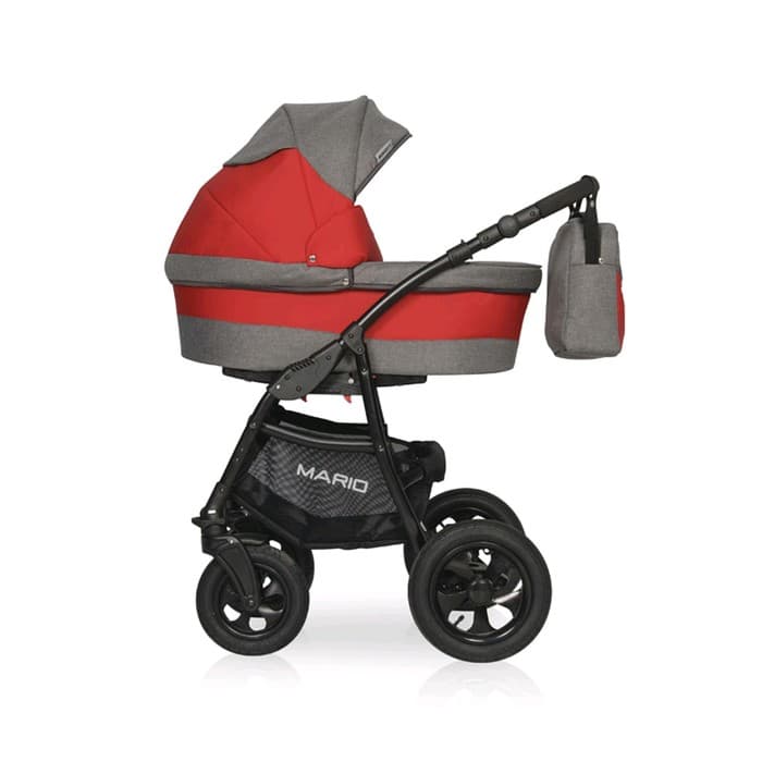Коляска 2 в 1 Riko Mario, цвет серый, красный