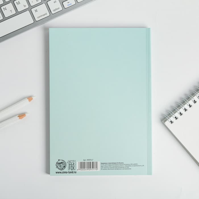 Планер-ежедневник в тонкой обложке с тиснением «Мечтай. Создавай. Действуй», мятный, А5, 80 листов