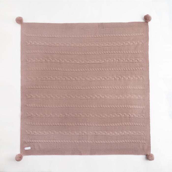 Плед вязаный детский «Крошка Я», рисунок косичка, 90×90 см, коричневый